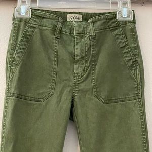 J Crew army/olive green skinny ankle pants with ankle zipper.
